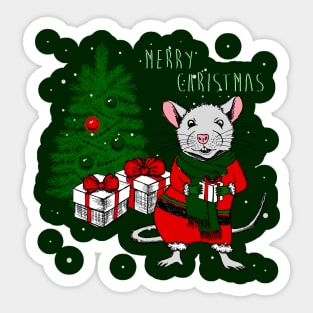 merry christmas rat mouse ugly xmas Sticker